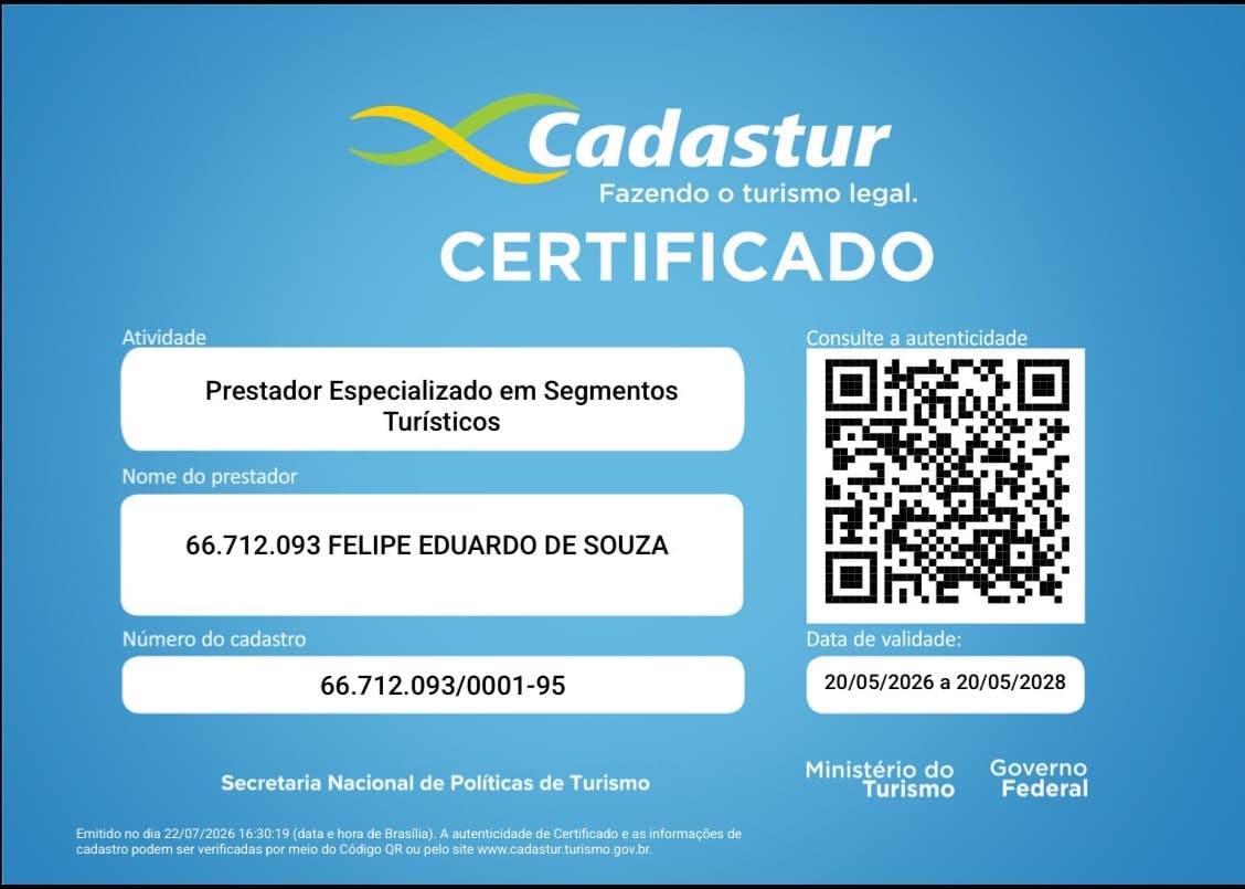 Prévia do certificado Cadastur da Trilhos do Tempo